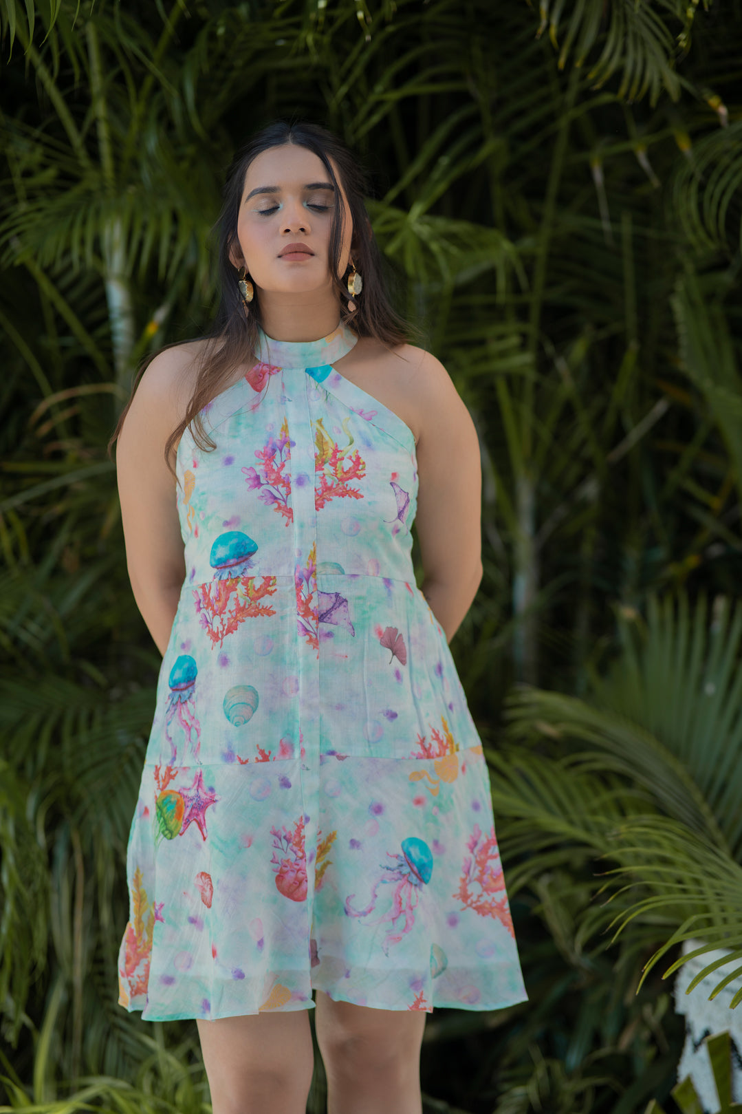 Seagoing Halter Neck Mini Dress