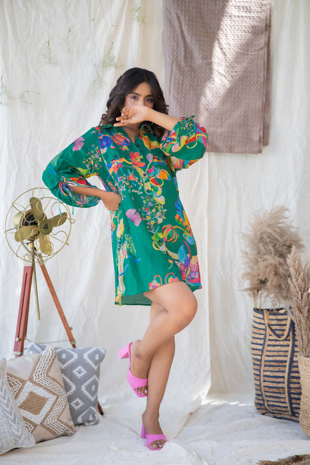 LEAFAGE SHIRT DRESS