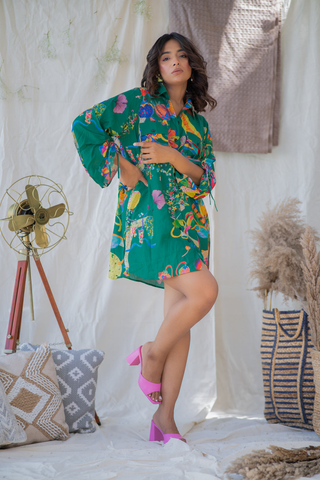 LEAFAGE SHIRT DRESS