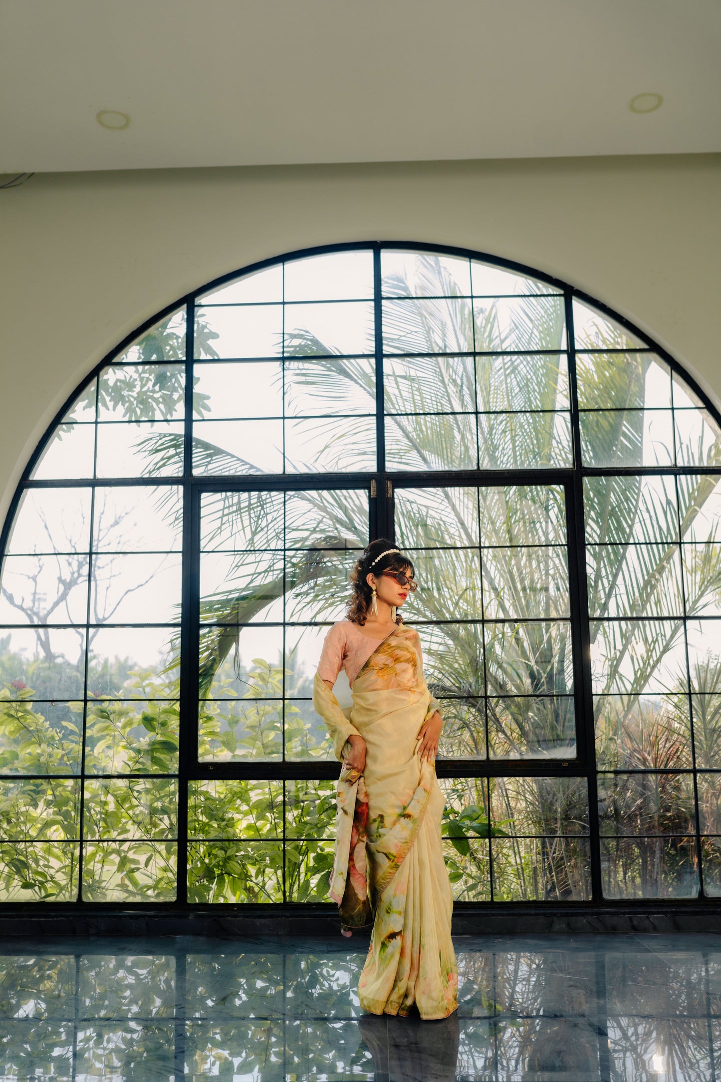 Golden Hour Elegance - Tissue Edition Saree