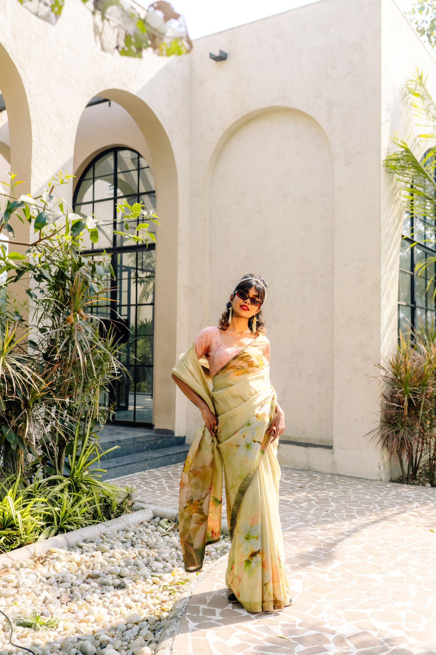 Golden Hour Elegance - Tissue Edition Saree