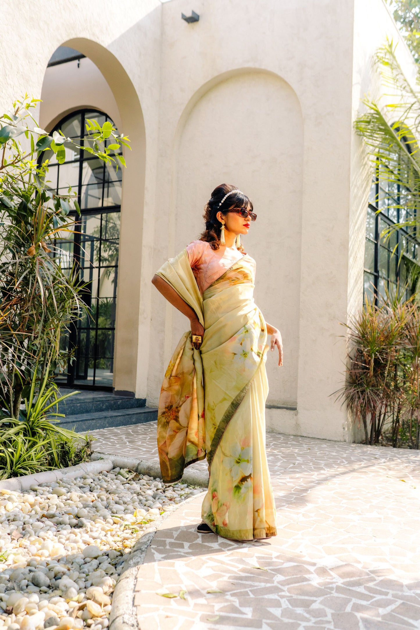 Golden Hour Elegance - Tissue Edition Saree