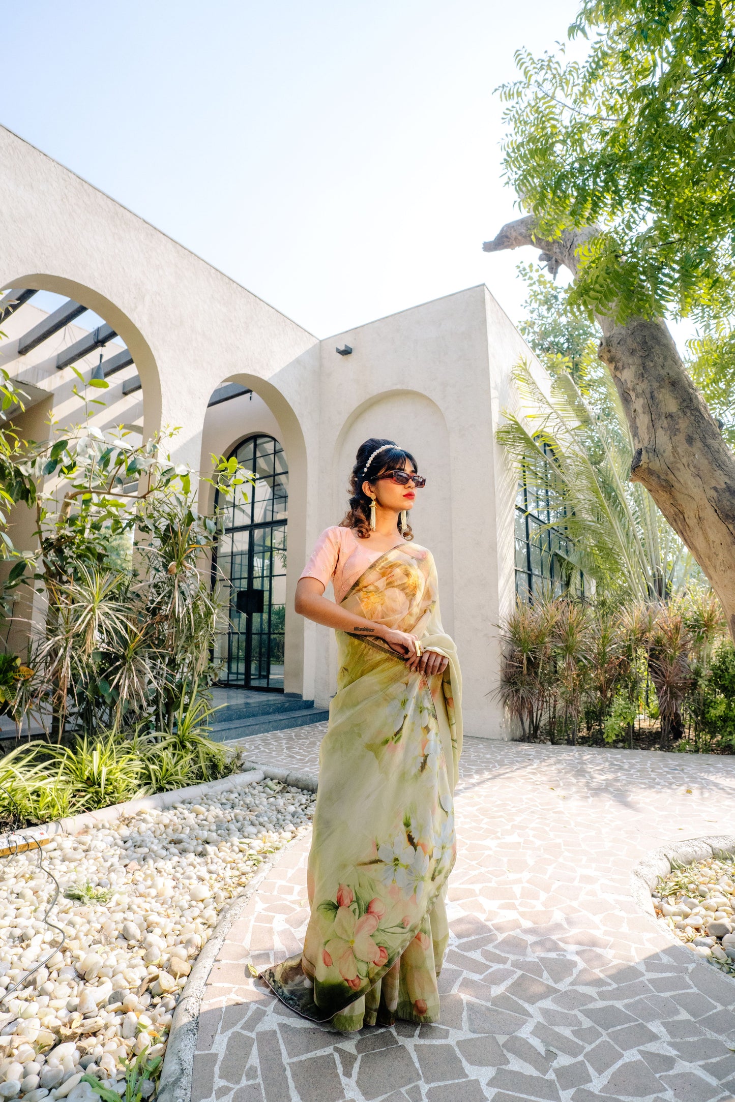 Golden Hour Elegance - Tissue Edition Saree