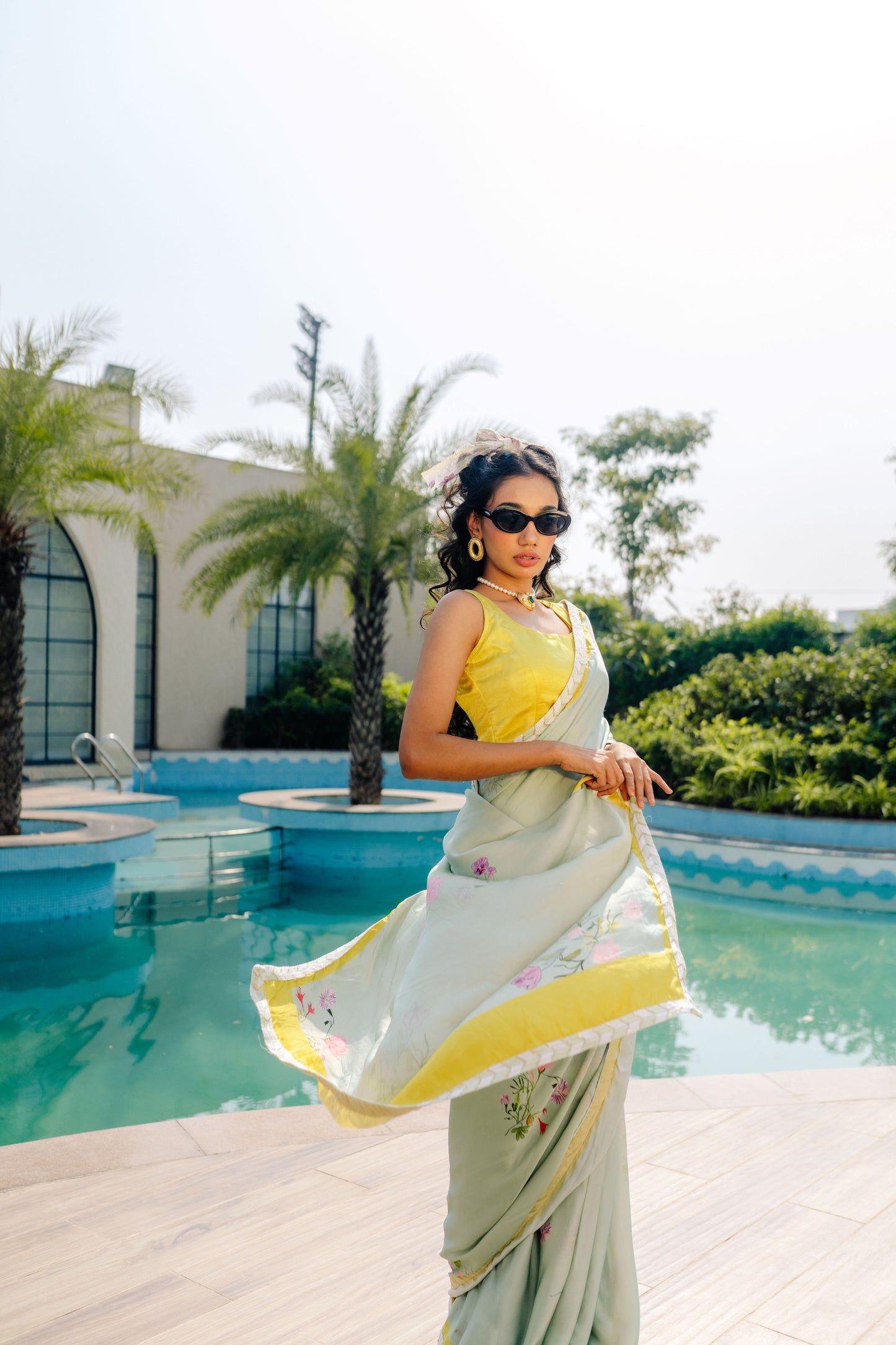 Pastel Blossom - Modal Silk Elegance Saree