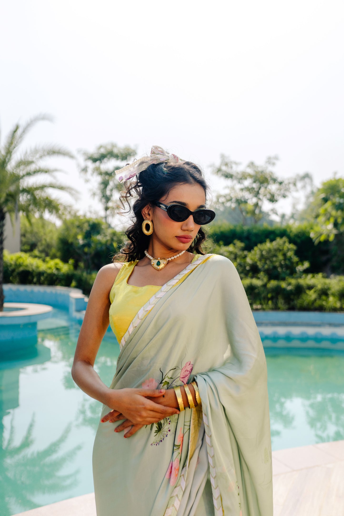 Pastel Blossom - Modal Silk Elegance Saree