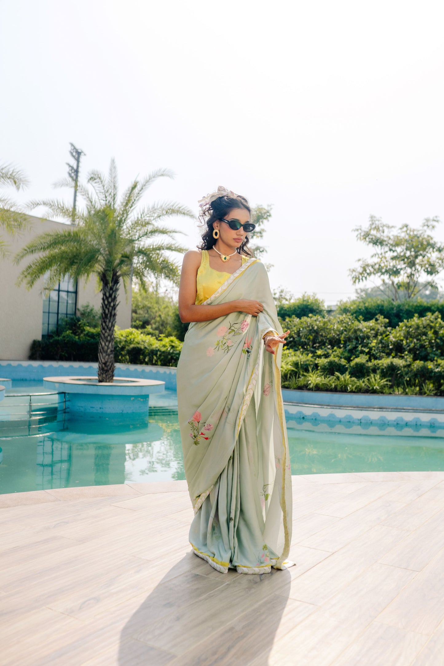 Pastel Blossom - Modal Silk Elegance Saree