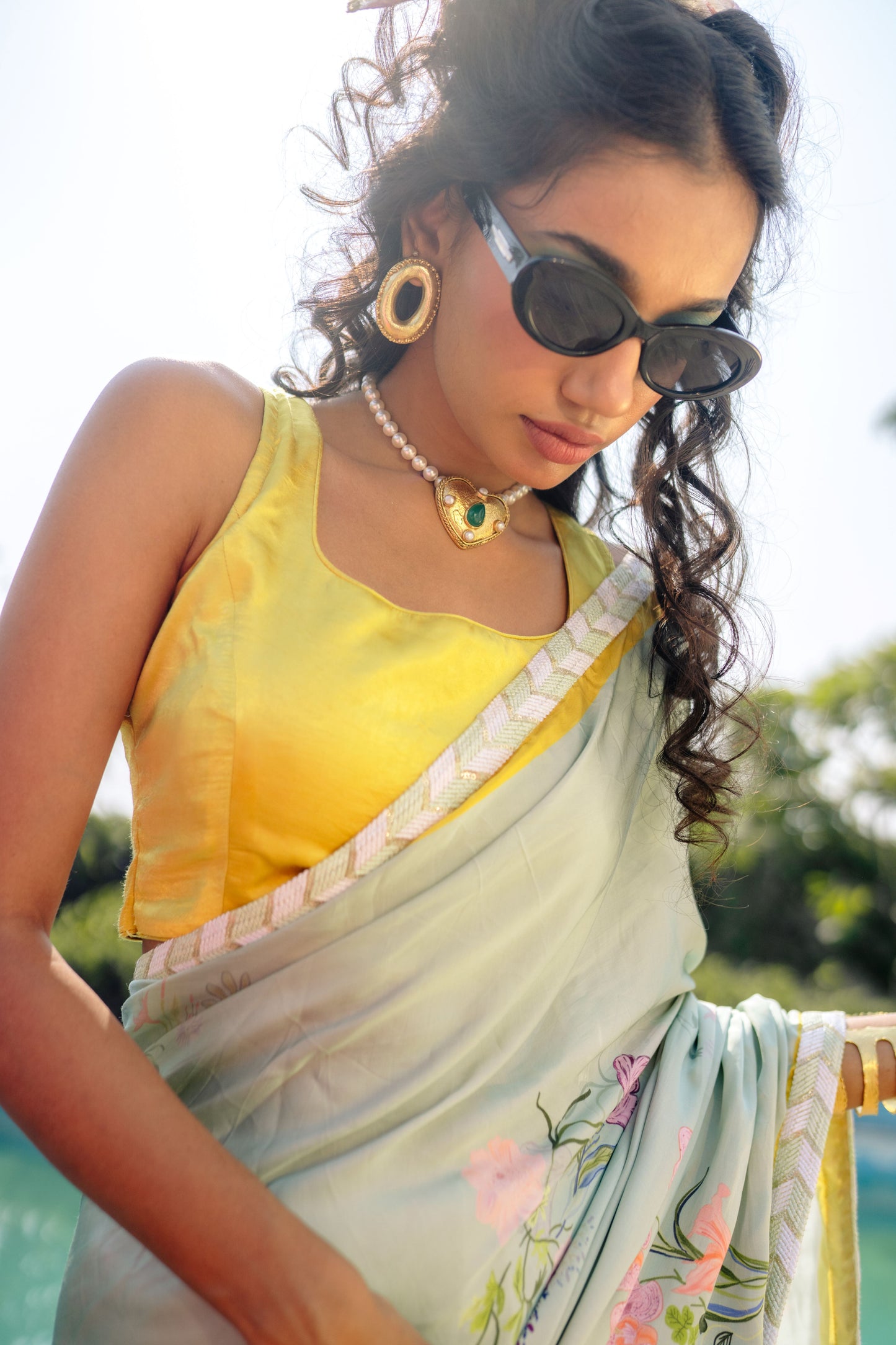 Pastel Blossom - Modal Silk Elegance Saree