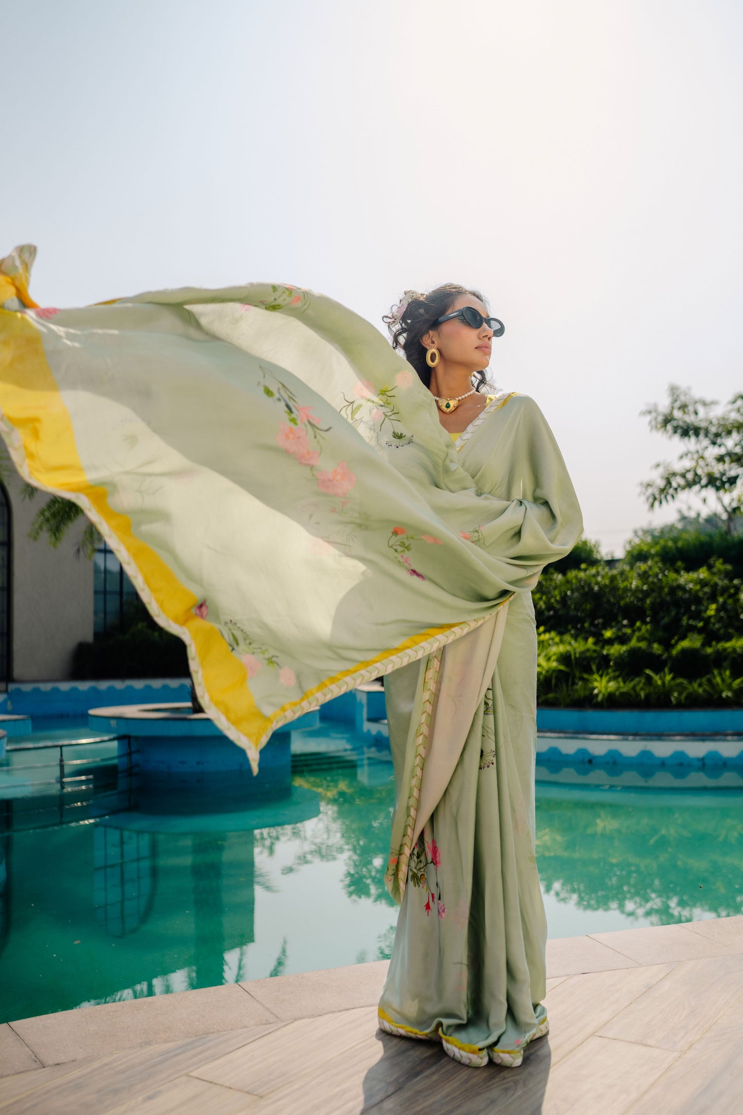 Pastel Blossom - Modal Silk Elegance Saree