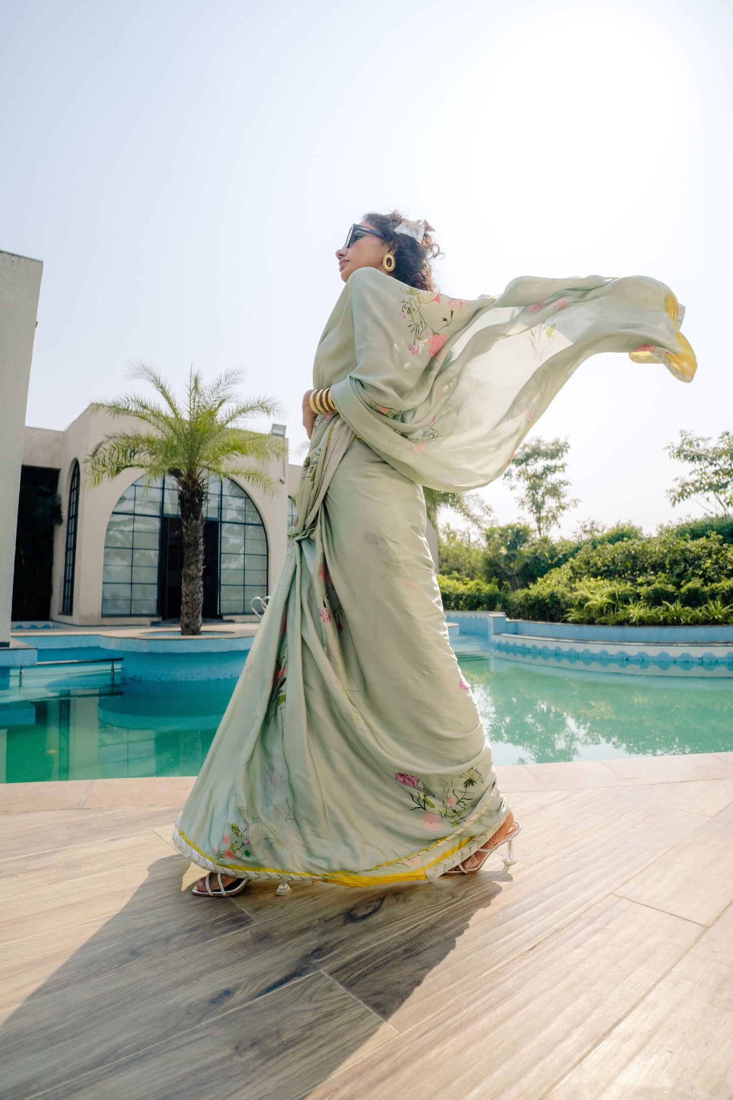Pastel Blossom - Modal Silk Elegance Saree