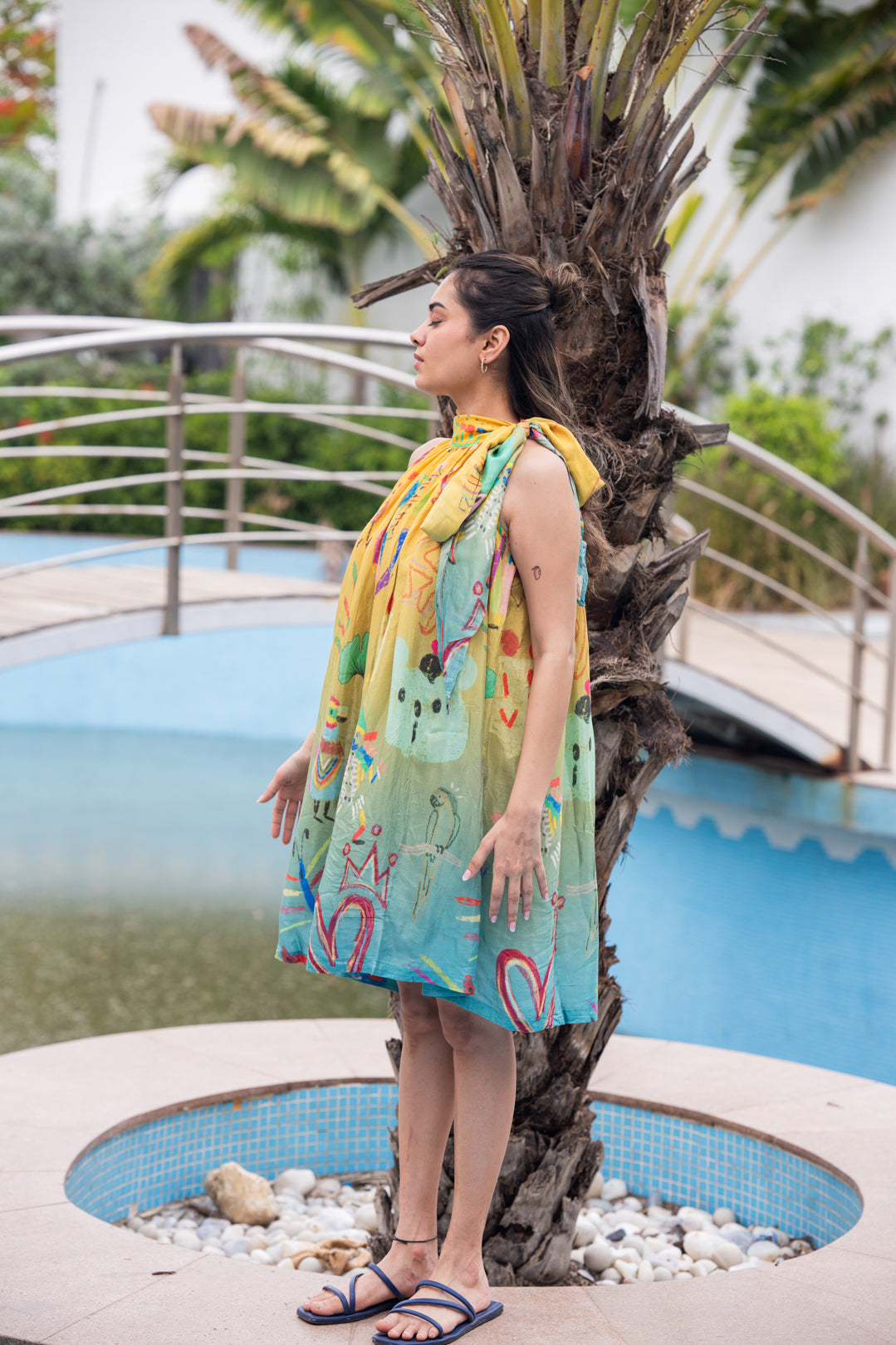 Amber High neck Tie up Dress