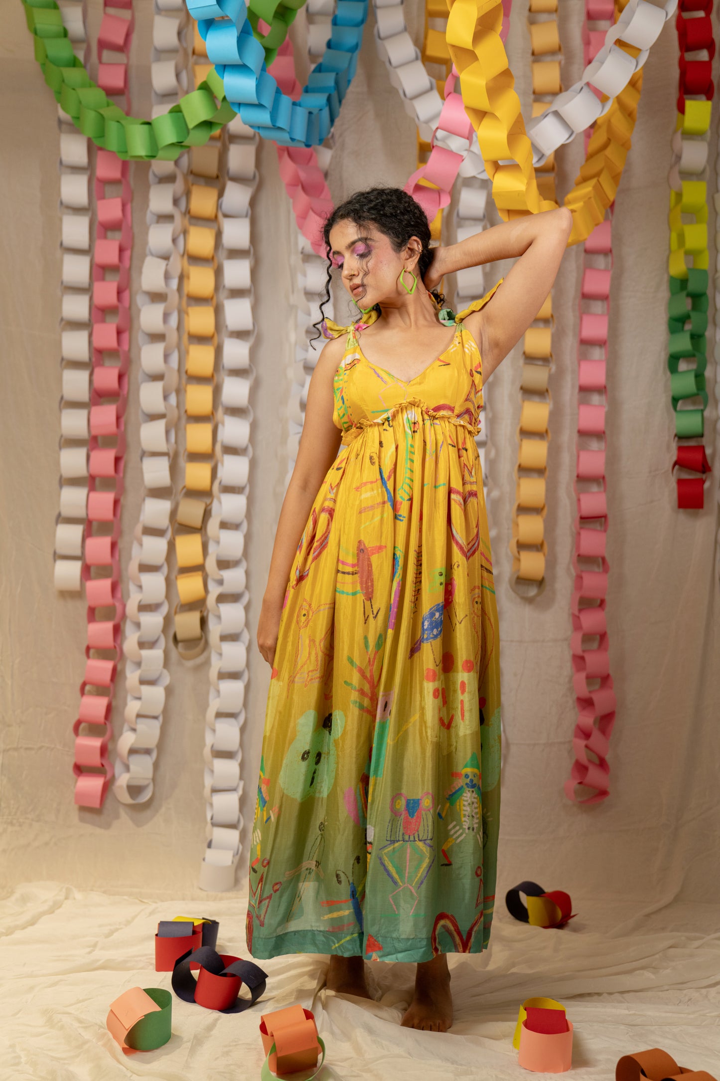 Amber V Neck Tie Up Dress