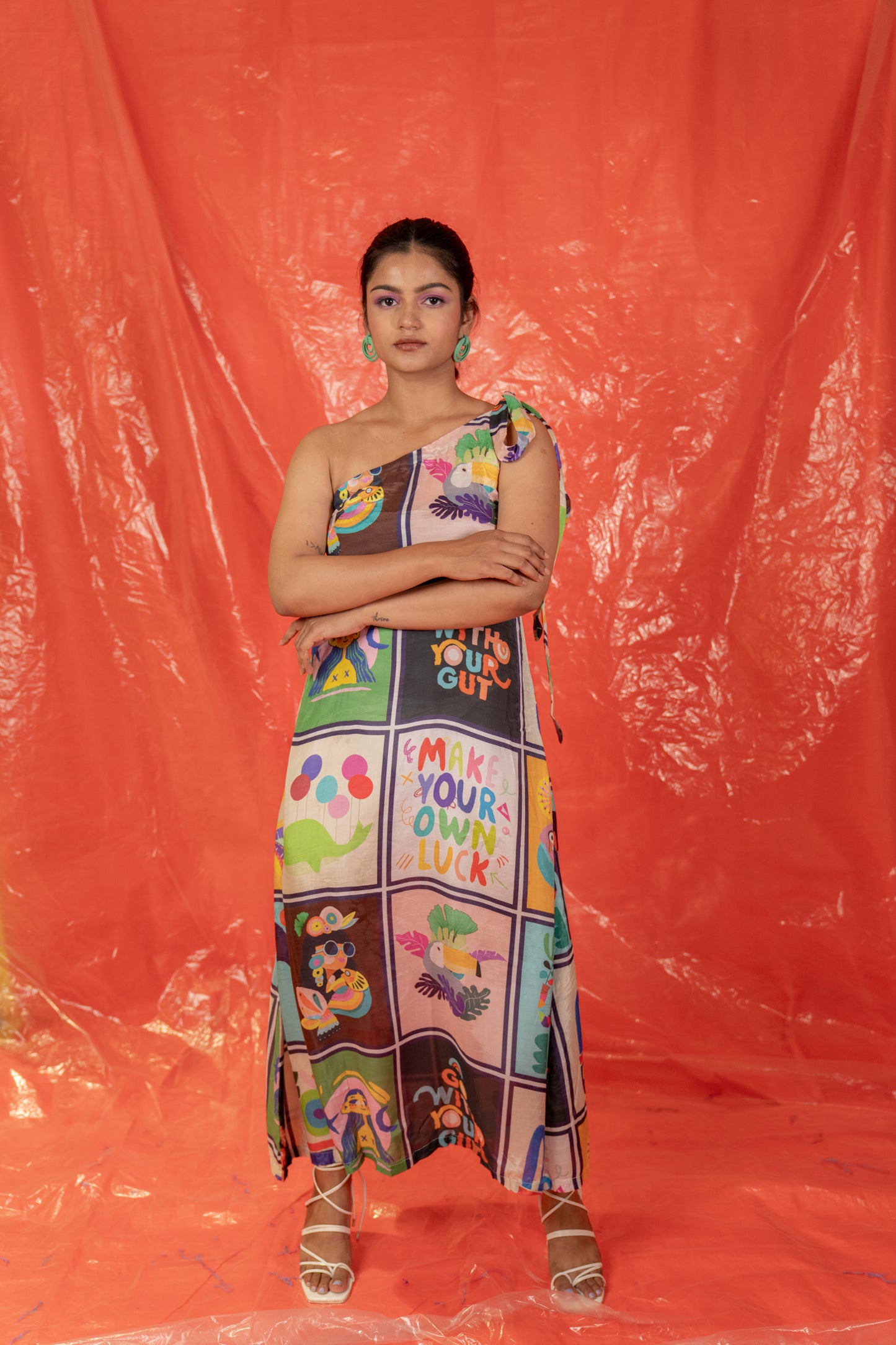 MAKE YOUR OWN LUCK ONE SHOULDER DRESS