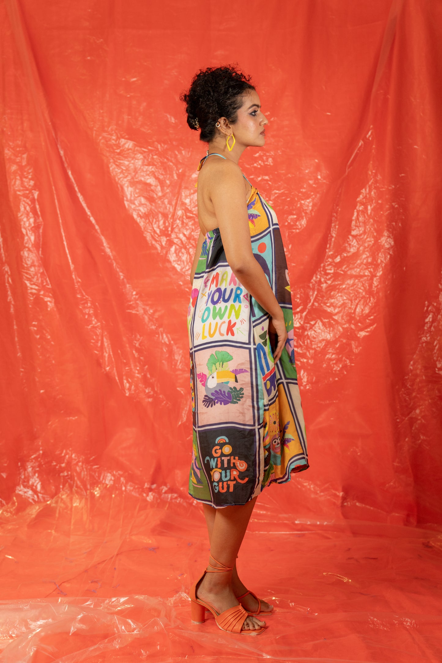 MAKE YOUR OWN LUCK HALTER NECK DRESS