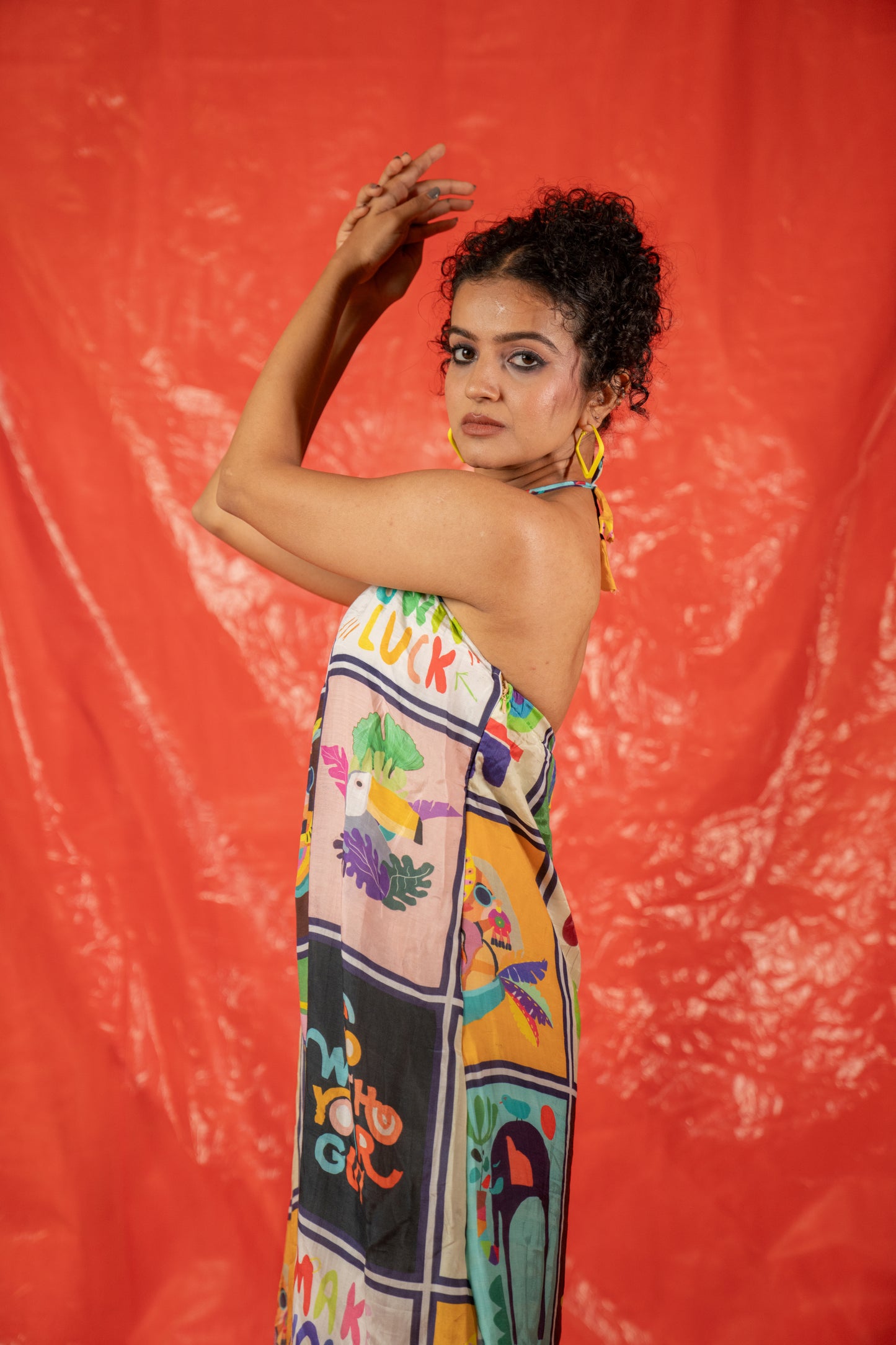 MAKE YOUR OWN LUCK HALTER NECK DRESS