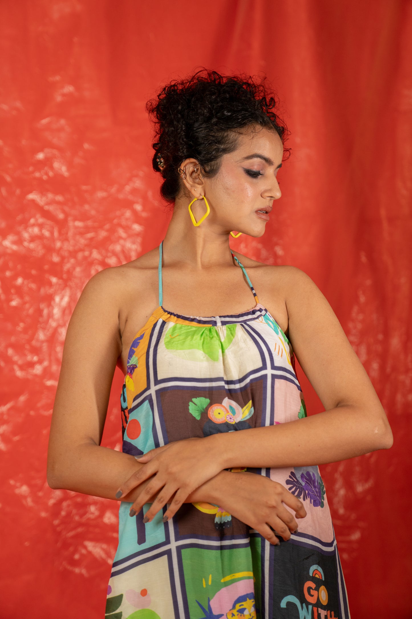 MAKE YOUR OWN LUCK HALTER NECK DRESS