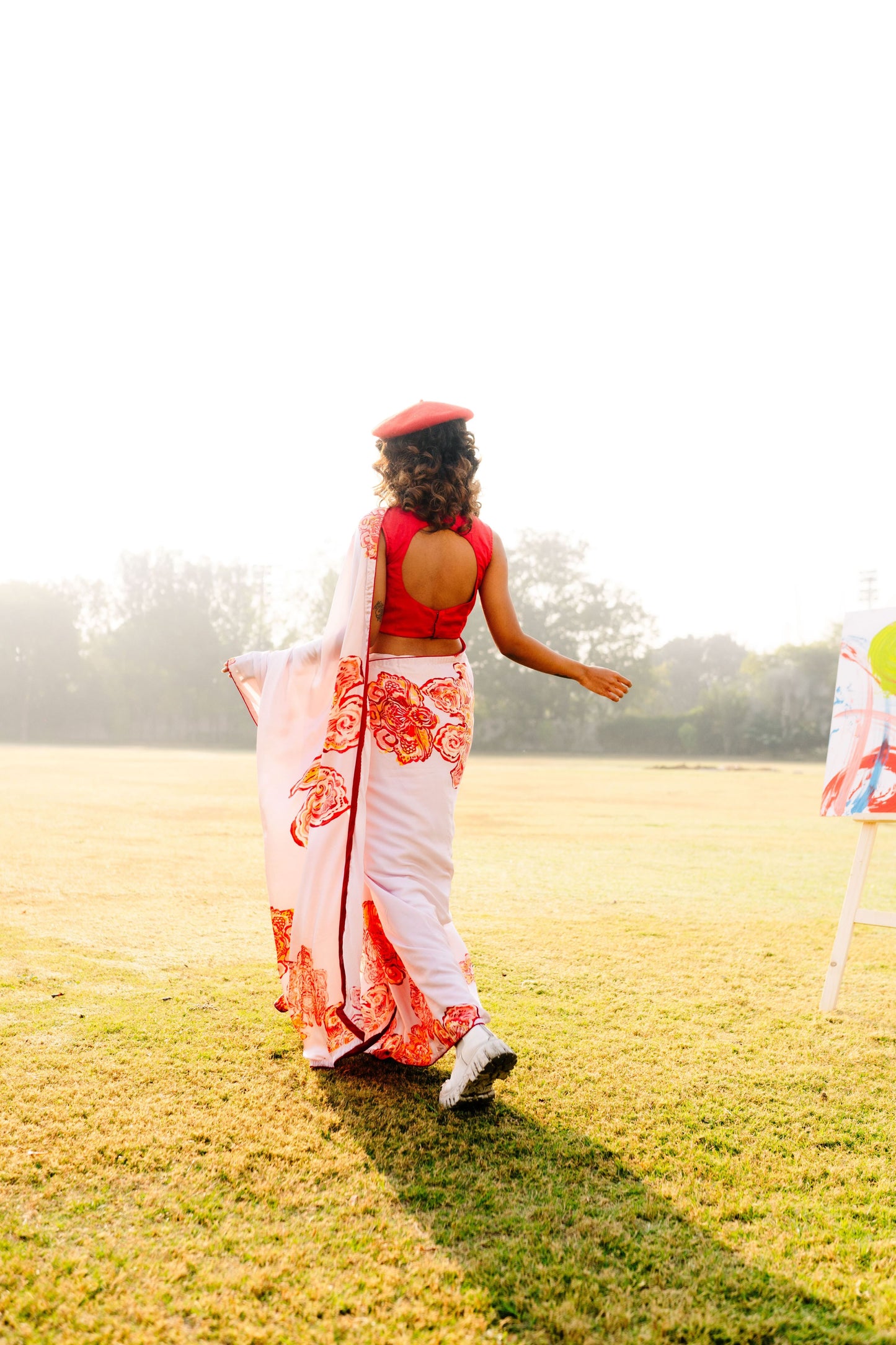 Winter Bloom - Hibiscus Edition saree