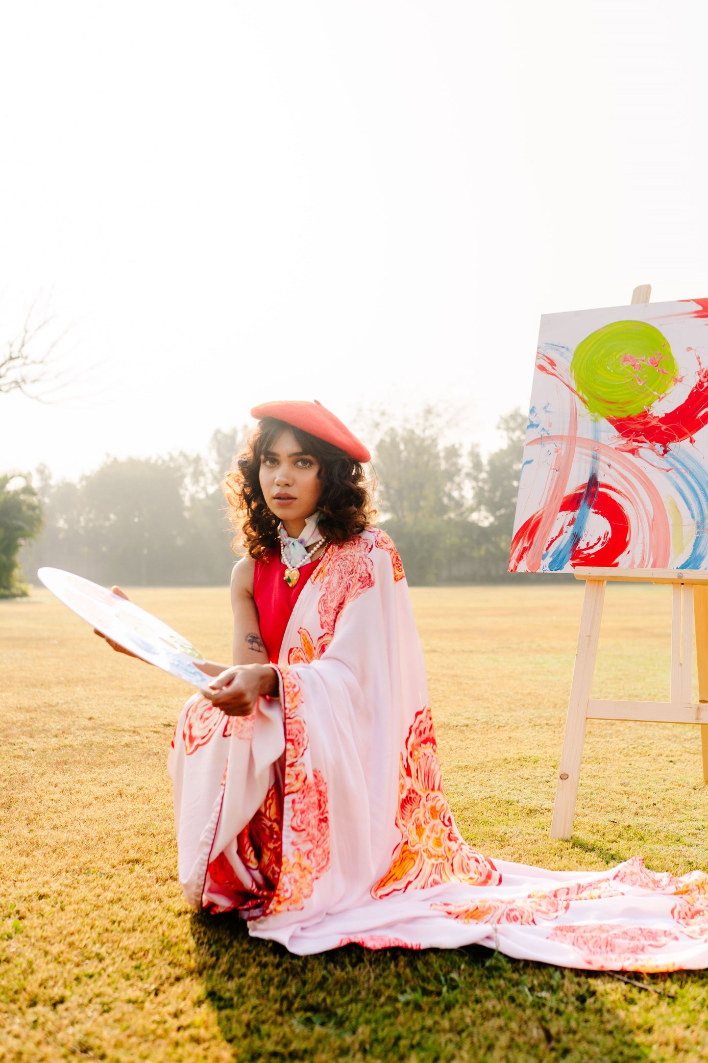 Winter Bloom - Hibiscus Edition saree