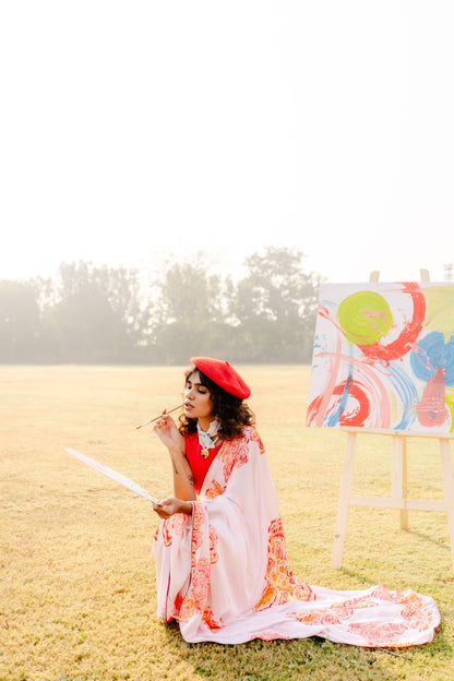 Winter Bloom - Hibiscus Edition saree