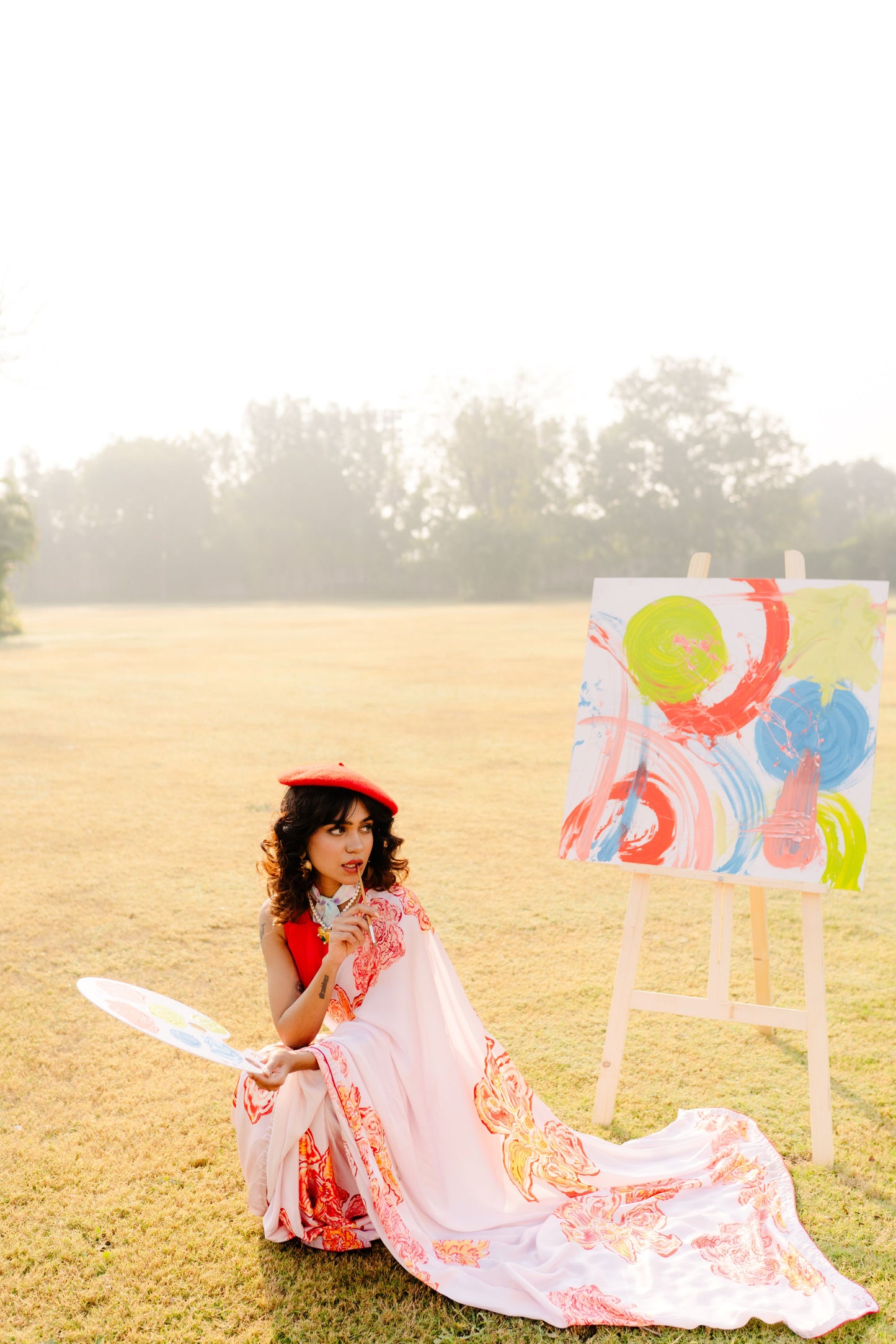 Winter Bloom - Hibiscus Edition saree