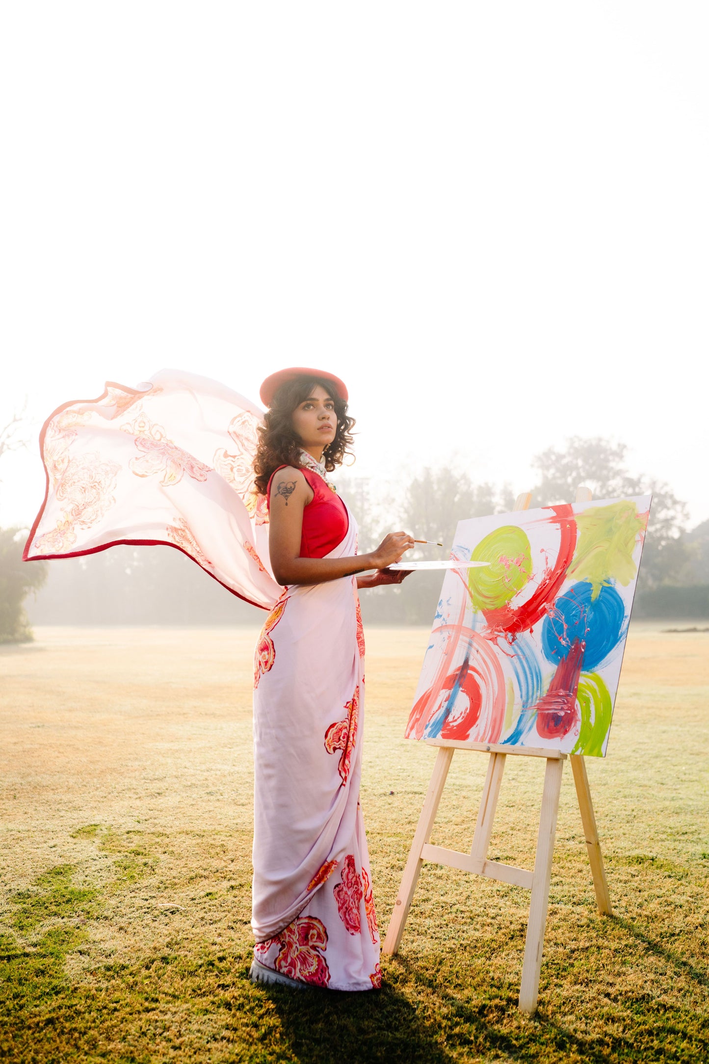 Winter Bloom - Hibiscus Edition saree