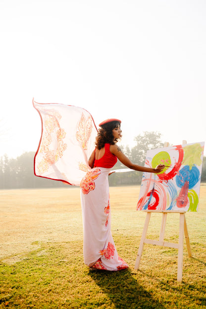 Winter Bloom - Hibiscus Edition saree